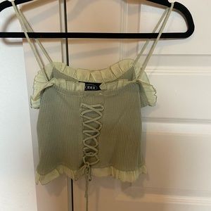 Green corset style tank top